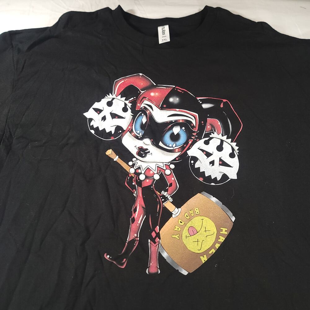 DC Harley Quinn Short Sleeve Graphic Crew Neck T Shirt Mens Size 2XL Black